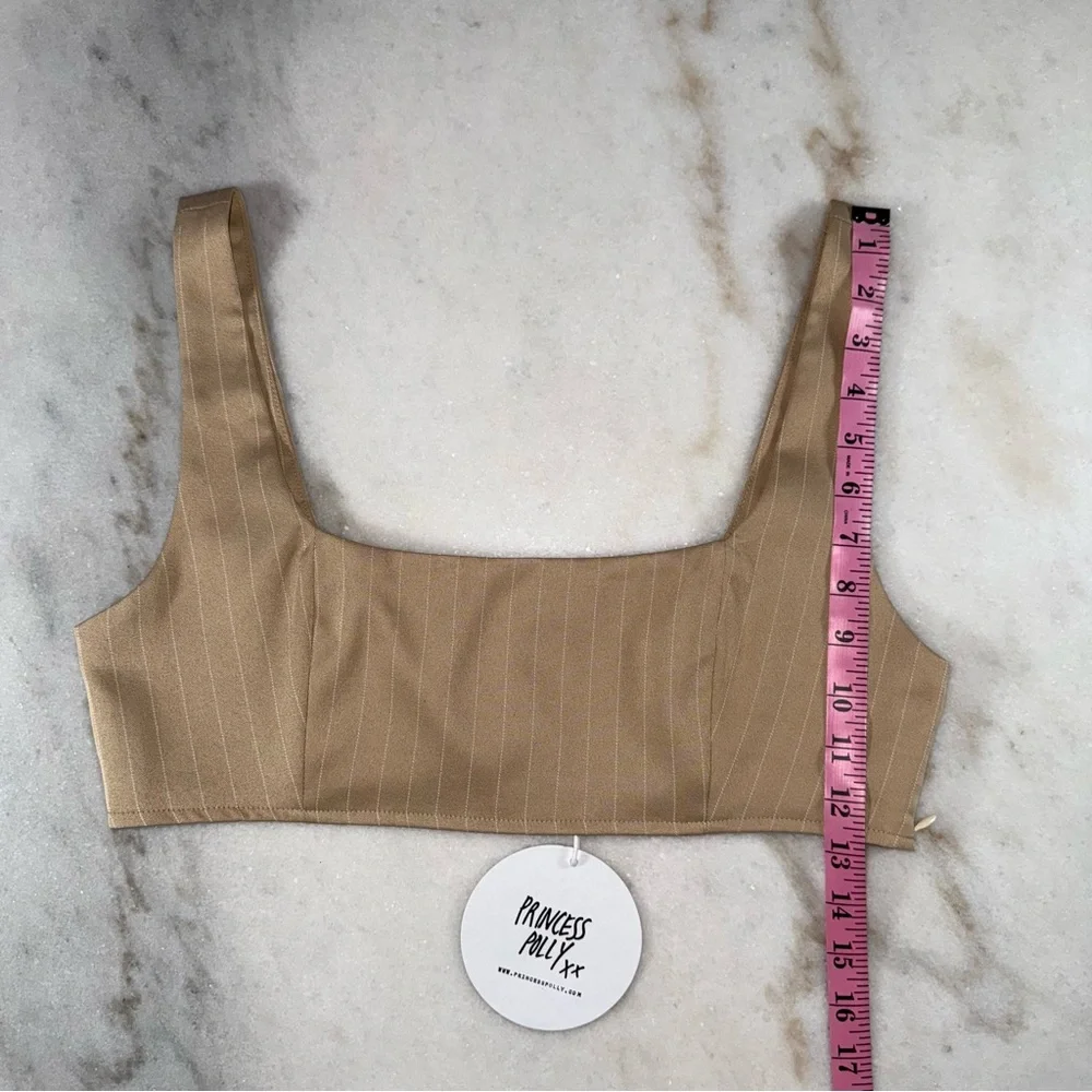 Princess Polly Beige Pinstripe Square Neck Crop Top - Picture 7 of 7